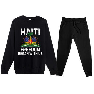 Freedom Began With Us Happy Haitian Flag Day Premium Crewneck Sweatsuit Set