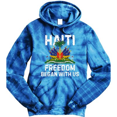 Freedom Began With Us Happy Haitian Flag Day Tie Dye Hoodie