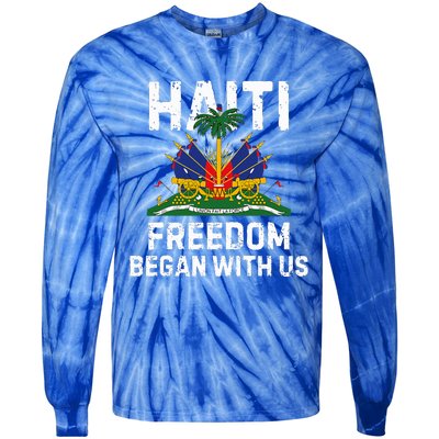 Freedom Began With Us Happy Haitian Flag Day Tie-Dye Long Sleeve Shirt