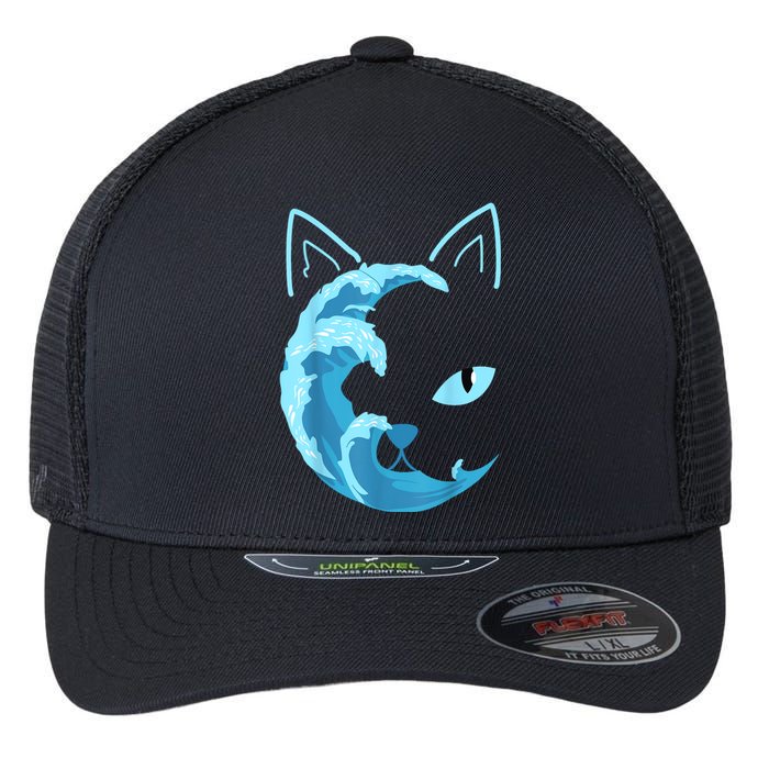 Funny Blue Wave Of Cat Ladies Blue Cats Wave For Kamala Harris 2024 Gift Flexfit Unipanel Trucker Cap