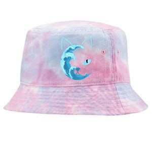 Funny Blue Wave Of Cat Ladies Blue Cats Wave For Kamala Harris 2024 Gift Tie-Dyed Bucket Hat