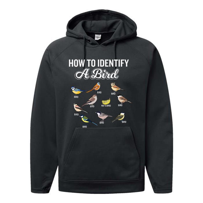 Funny Bird Watcher How To Identify A Bird Unique Birder Performance Fleece Hoodie