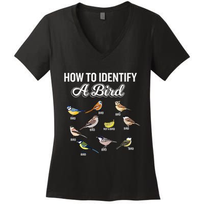 Funny Bird Watcher How To Identify A Bird Unique Birder Women's V-Neck T-Shirt