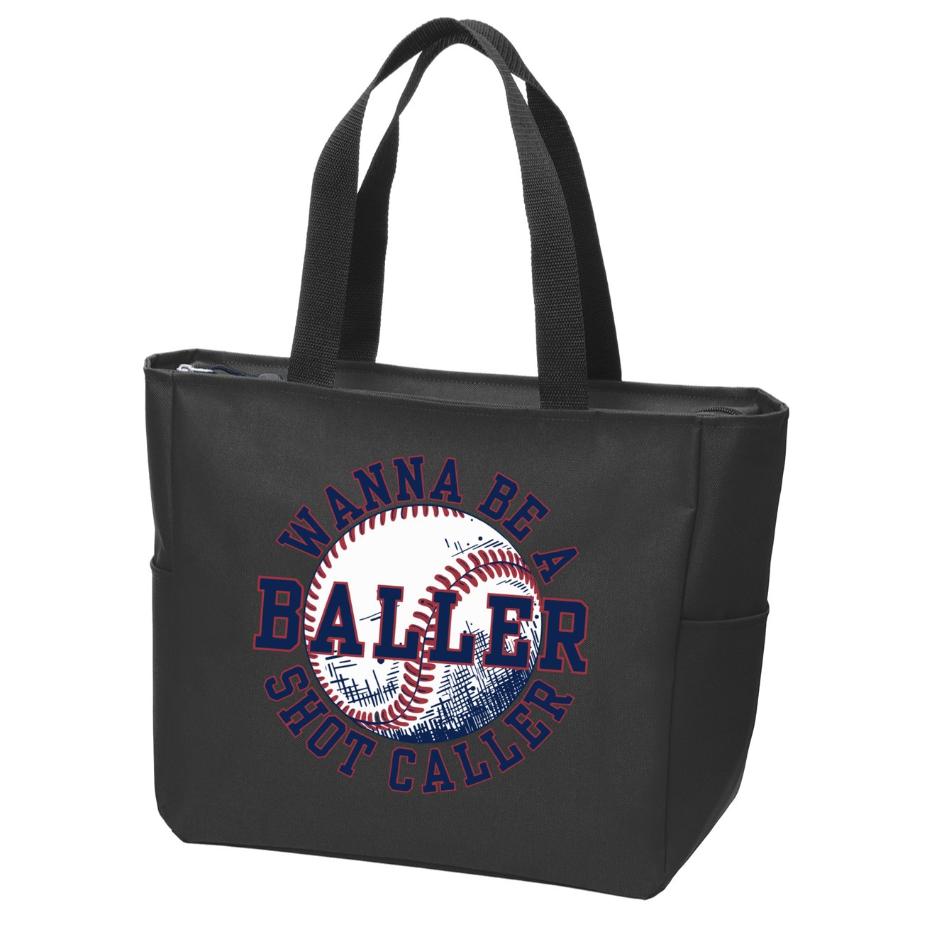 Funny Baller Wanna Be A Shot Caller Baseball Player Zip Tote Bag