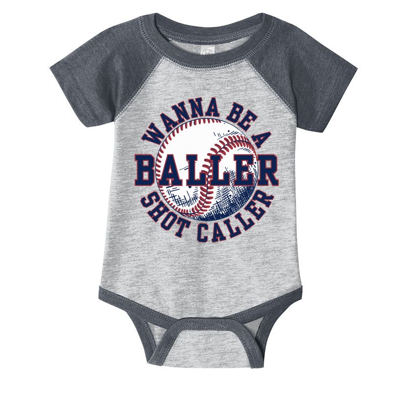 Funny Baller Wanna Be A Shot Caller Baseball Player Infant Baby Jersey Bodysuit