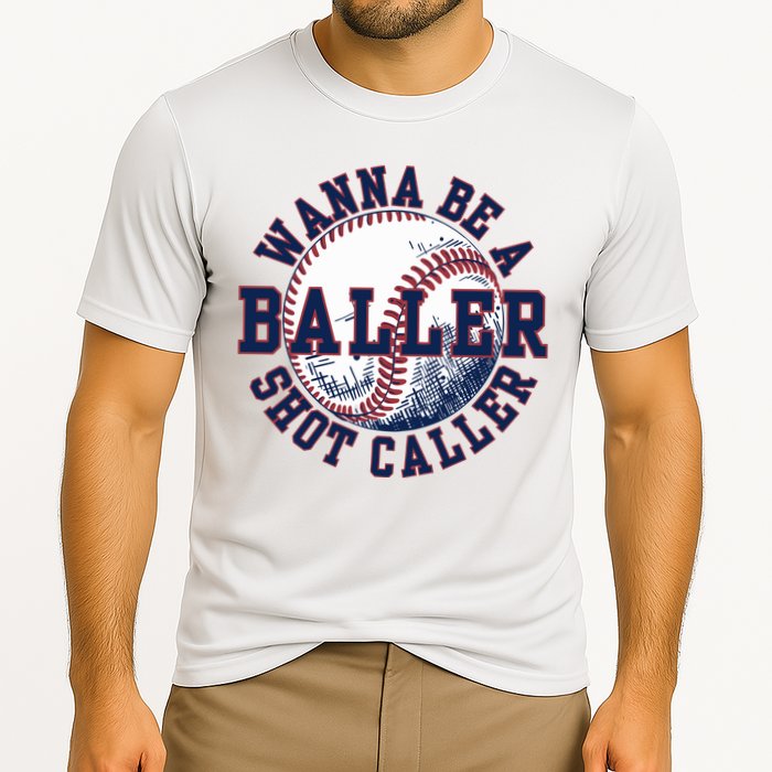 Funny Baller Wanna Be A Shot Caller Baseball Player Performance Shirt