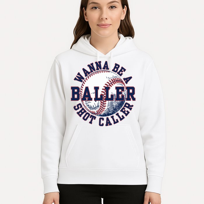 Funny Baller Wanna Be A Shot Caller Baseball Player Hoodie