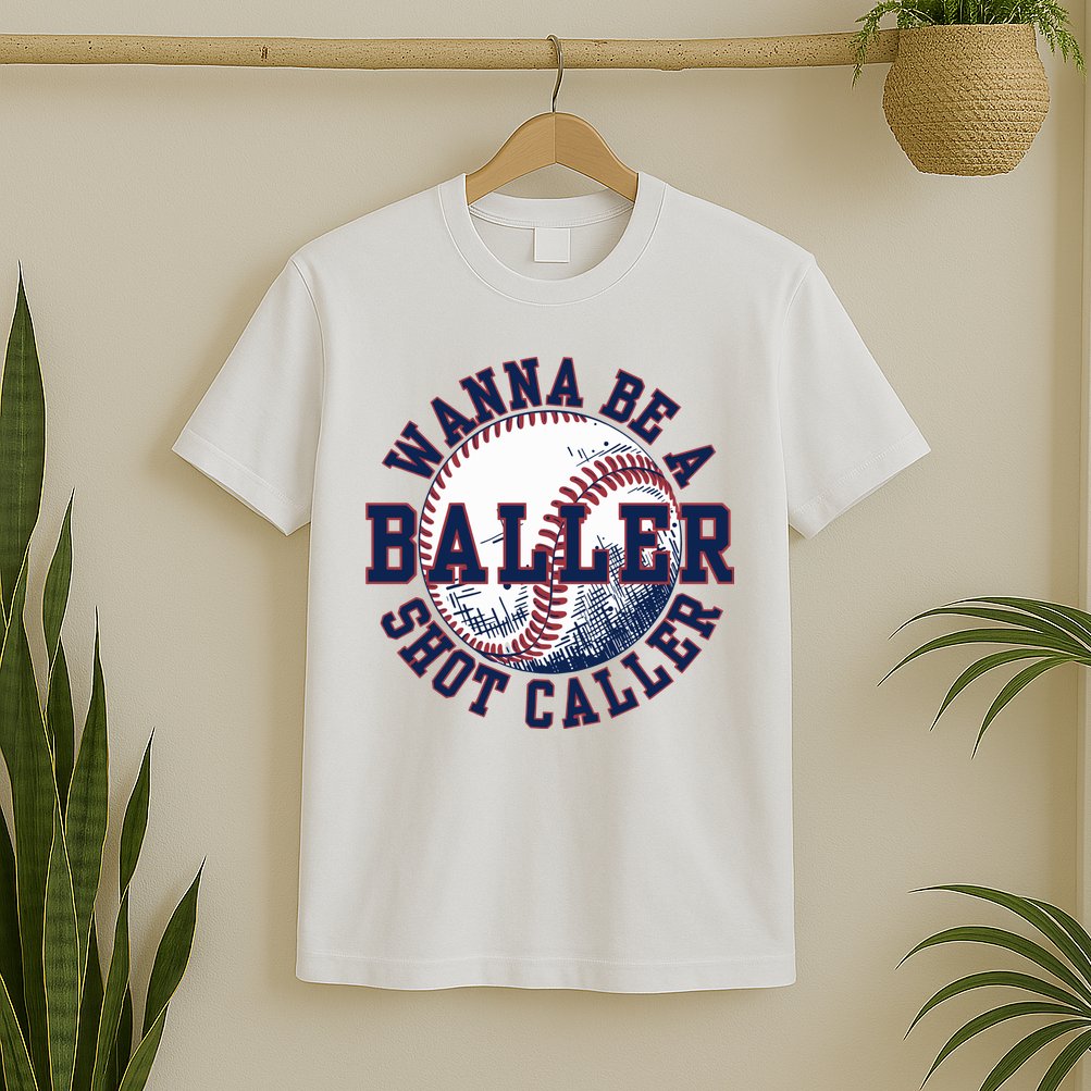 Funny Baller Wanna Be A Shot Caller Baseball Player T-Shirt