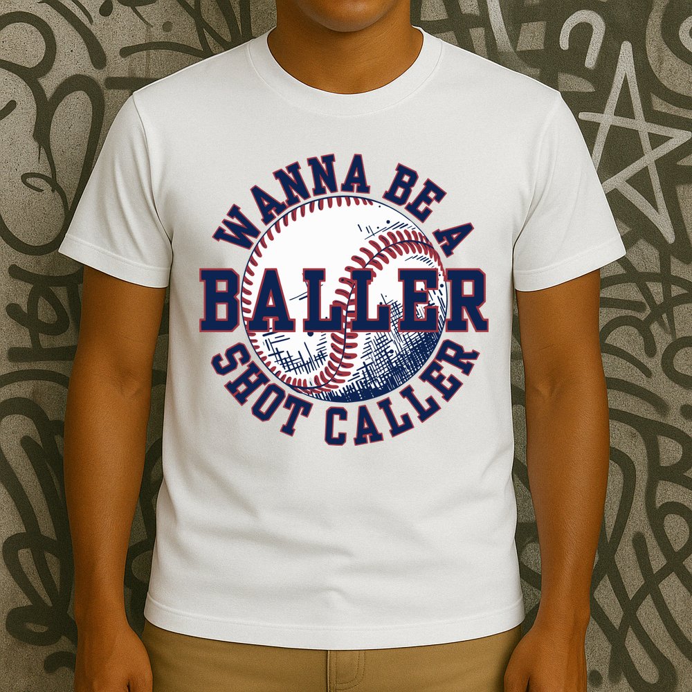 Funny Baller Wanna Be A Shot Caller Baseball Player T-Shirt