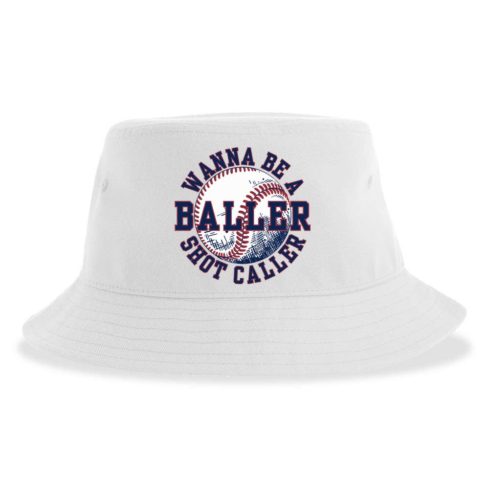 Funny Baller Wanna Be A Shot Caller Baseball Player Sustainable Bucket Hat