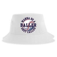 Funny Baller Wanna Be A Shot Caller Baseball Player Sustainable Bucket Hat