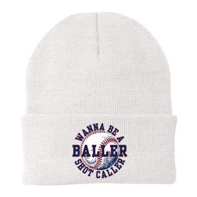 Funny Baller Wanna Be A Shot Caller Baseball Player Beanie