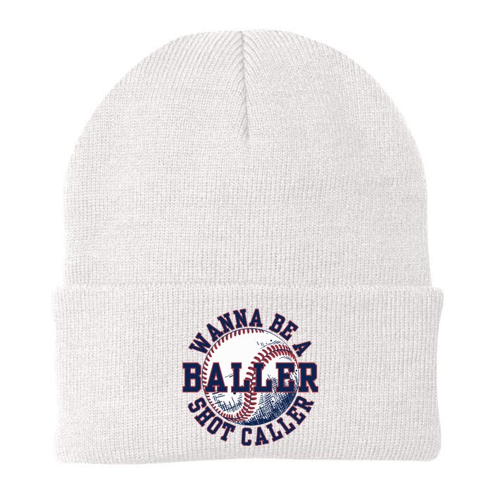 Funny Baller Wanna Be A Shot Caller Baseball Player Beanie