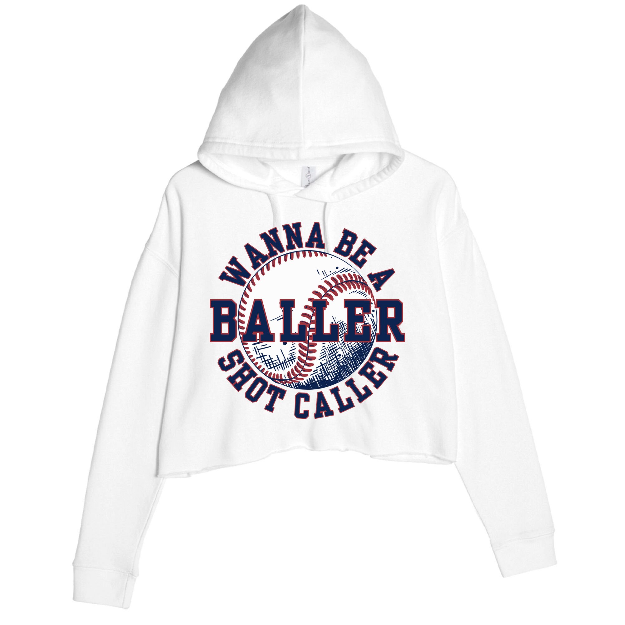 Funny Baller Wanna Be A Shot Caller Baseball Player Crop Fleece Hoodie