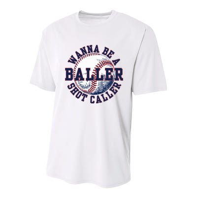 Funny Baller Wanna Be A Shot Caller Baseball Player Youth Performance Sprint T-Shirt