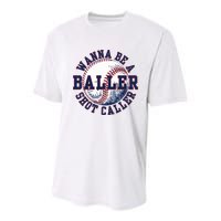 Funny Baller Wanna Be A Shot Caller Baseball Player Youth Performance Sprint T-Shirt