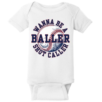 Funny Baller Wanna Be A Shot Caller Baseball Player Baby Bodysuit