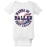 Funny Baller Wanna Be A Shot Caller Baseball Player Baby Bodysuit