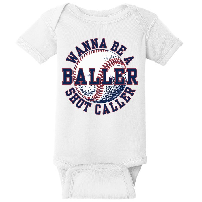 Funny Baller Wanna Be A Shot Caller Baseball Player Baby Bodysuit