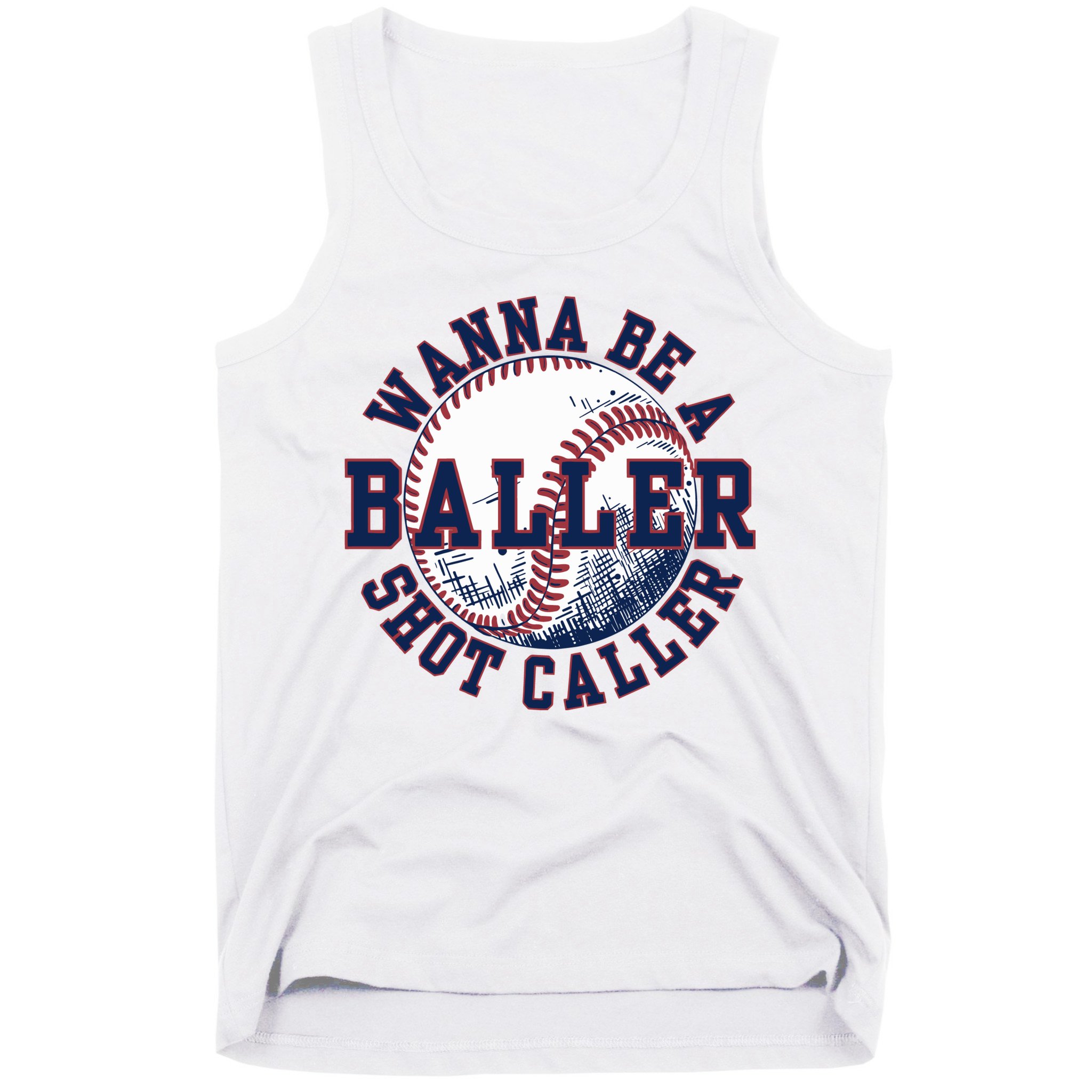 Funny Baller Wanna Be A Shot Caller Baseball Player Tank Top