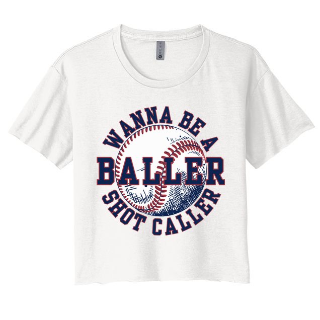 Funny Baller Wanna Be A Shot Caller Baseball Player Crop Top