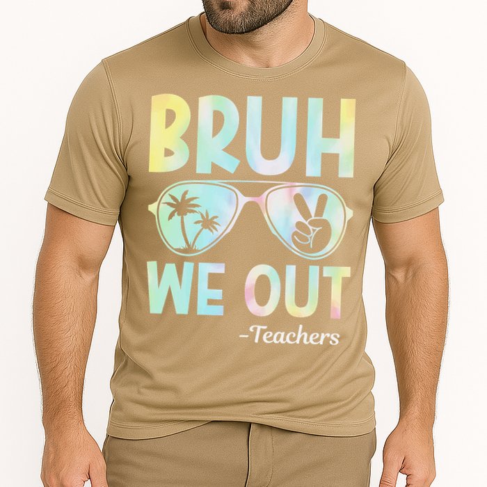 Funny Bruh We Out Teachers End Of School Year Teacher Cooling Performance Crew T-Shirt