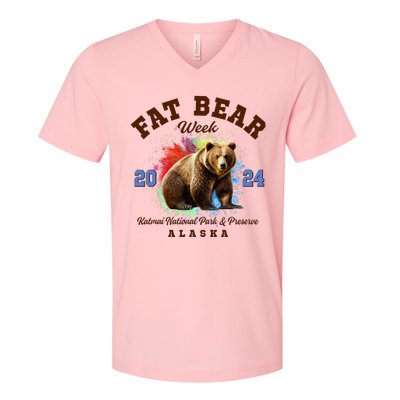 Fat Bear Week 2024 Katmai National Park And Preserve Alaska V-Neck T-Shirt