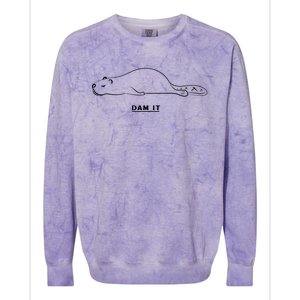 Funny Beaver Wildlife Pun Dam It Colorblast Crewneck Sweatshirt