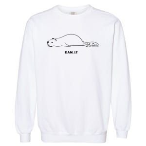 Funny Beaver Wildlife Pun Dam It Garment-Dyed Sweatshirt