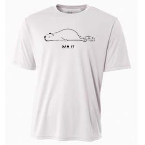 Funny Beaver Wildlife Pun Dam It Cooling Performance Crew T-Shirt