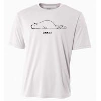 Funny Beaver Wildlife Pun Dam It Cooling Performance Crew T-Shirt