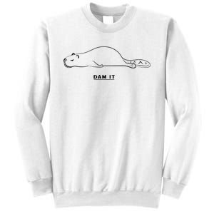 Funny Beaver Wildlife Pun Dam It Sweatshirt