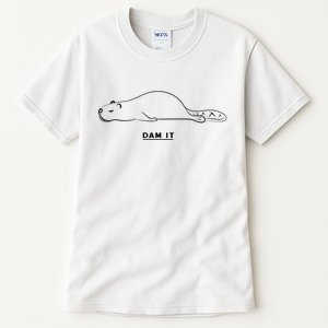 Funny Beaver Wildlife Pun Dam It Tall T-Shirt