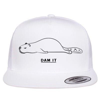 Funny Beaver Wildlife Pun Dam It Flat Bill Trucker Hat
