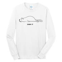 Funny Beaver Wildlife Pun Dam It Tall Long Sleeve T-Shirt