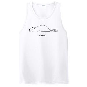 Funny Beaver Wildlife Pun Dam It PosiCharge Competitor Tank