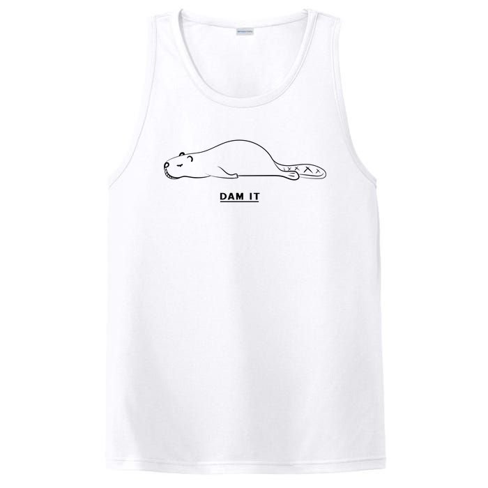 Funny Beaver Wildlife Pun Dam It PosiCharge Competitor Tank