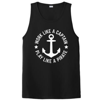 Funny Boating Work Like Captain Play Like Pirate For Boaters Tank Top PosiCharge Competitor Tank