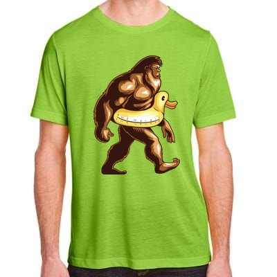 Funny Bigfoot Wearing Duck Floater Adult ChromaSoft Performance T-Shirt