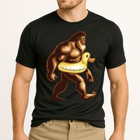 Funny Bigfoot Wearing Duck Floater Cooling Performance Crew T-Shirt