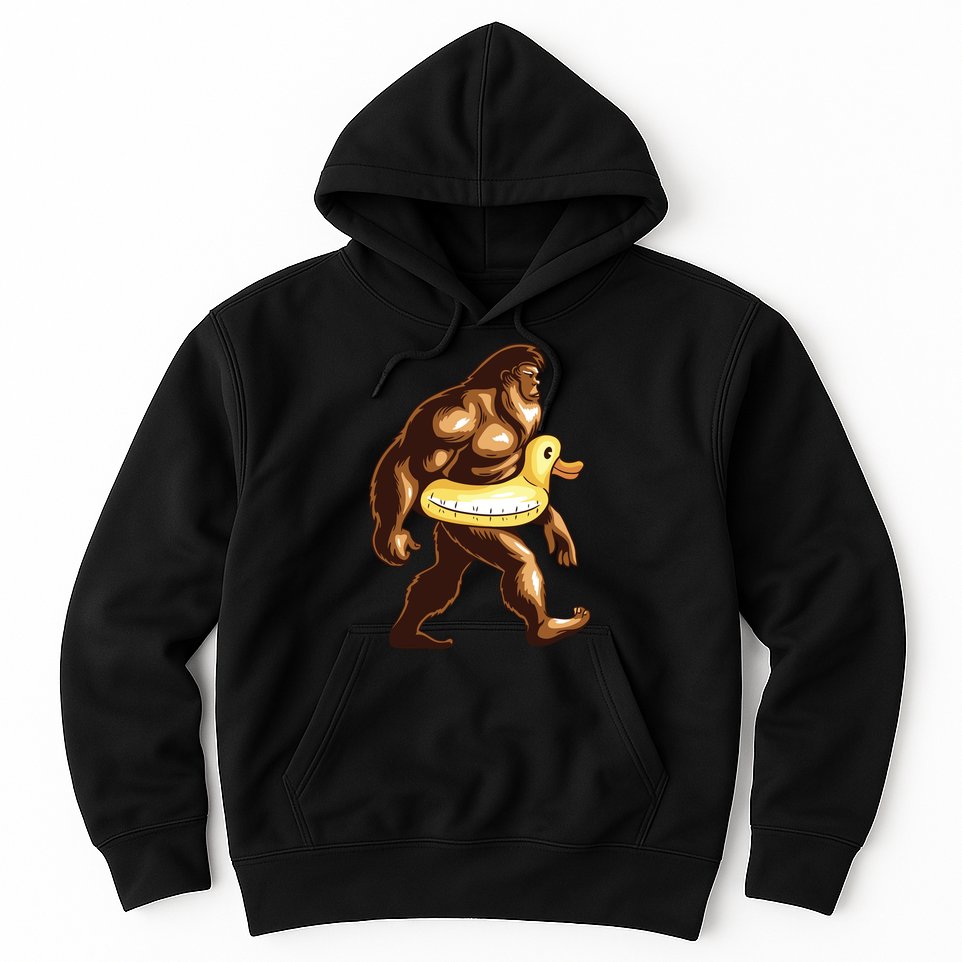Funny Bigfoot Wearing Duck Floater Hoodie