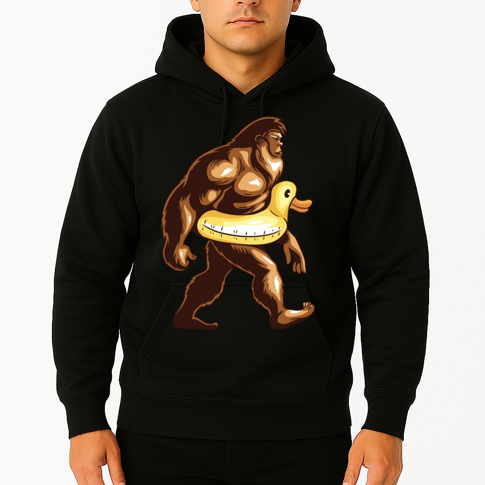 Funny Bigfoot Wearing Duck Floater Hoodie