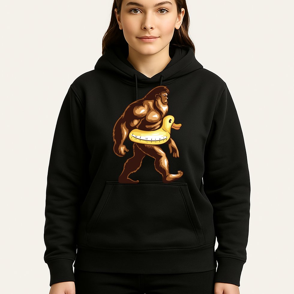 Funny Bigfoot Wearing Duck Floater Hoodie