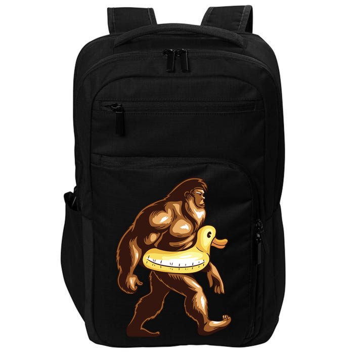Funny Bigfoot Wearing Duck Floater Impact Tech Backpack