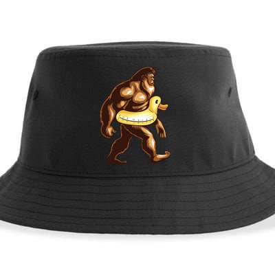 Funny Bigfoot Wearing Duck Floater Sustainable Bucket Hat