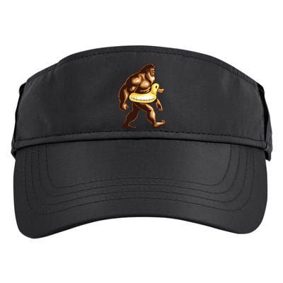 Funny Bigfoot Wearing Duck Floater Adult Drive Performance Visor