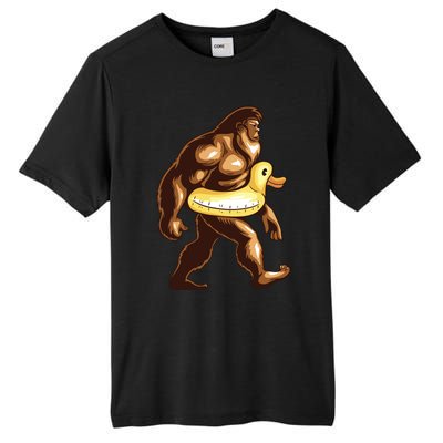 Funny Bigfoot Wearing Duck Floater Tall Fusion ChromaSoft Performance T-Shirt