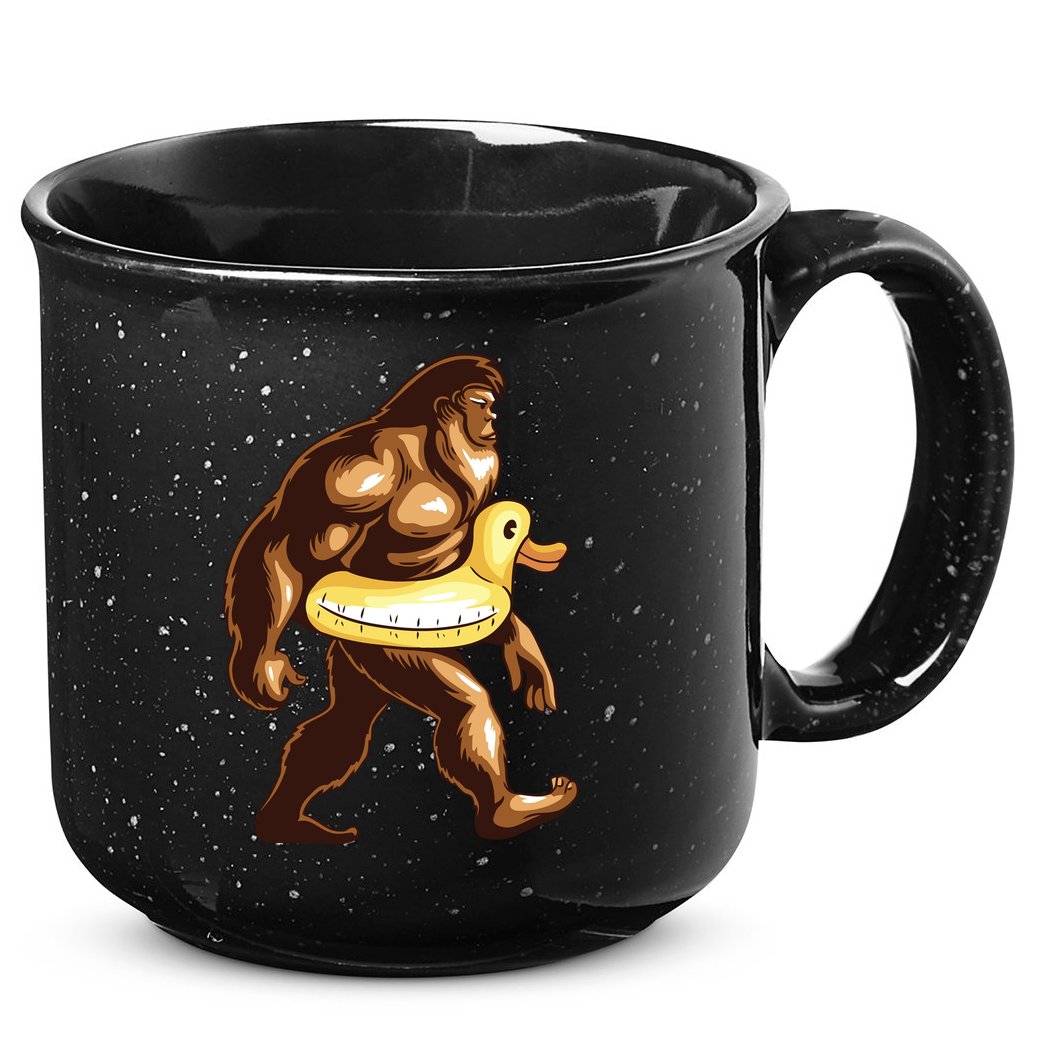 Funny Bigfoot Wearing Duck Floater 15oz Campfire Ceramic Mug