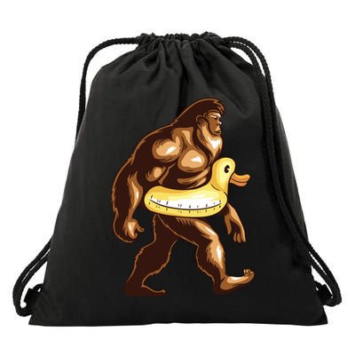 Funny Bigfoot Wearing Duck Floater Drawstring Bag