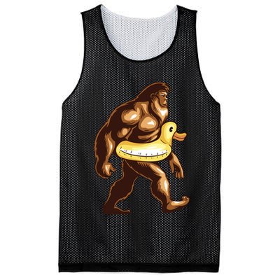 Funny Bigfoot Wearing Duck Floater Mesh Reversible Basketball Jersey Tank